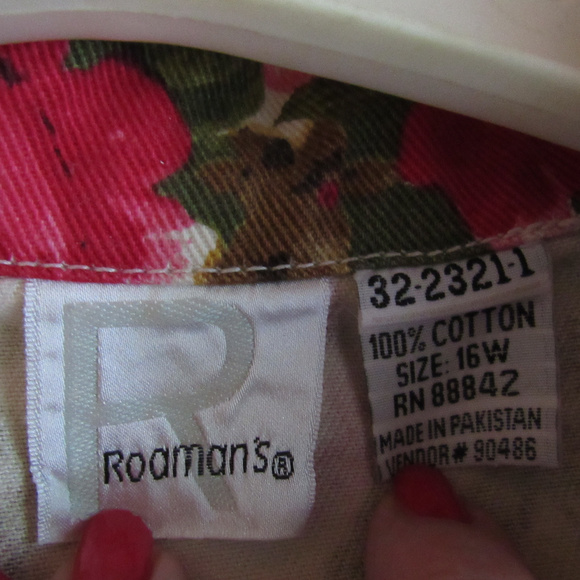 ROAMAN'S WOMEN'S FLORAL JACKET SIZE 16W 100% COTTO - Picture 3 of 8